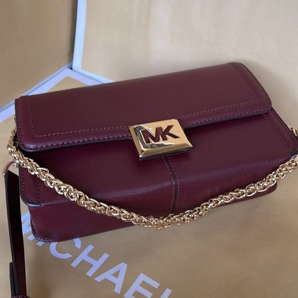 Michael Kors Sonia Medium Leather Shoulder Bag Merlot - Picture 4 of 16